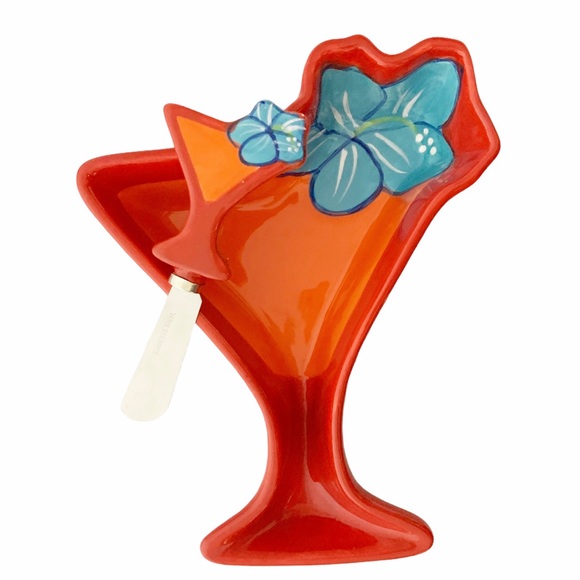 DEI Martini Hibiscus Chip & Dip Tray with Spreader - Picture 1 of 3